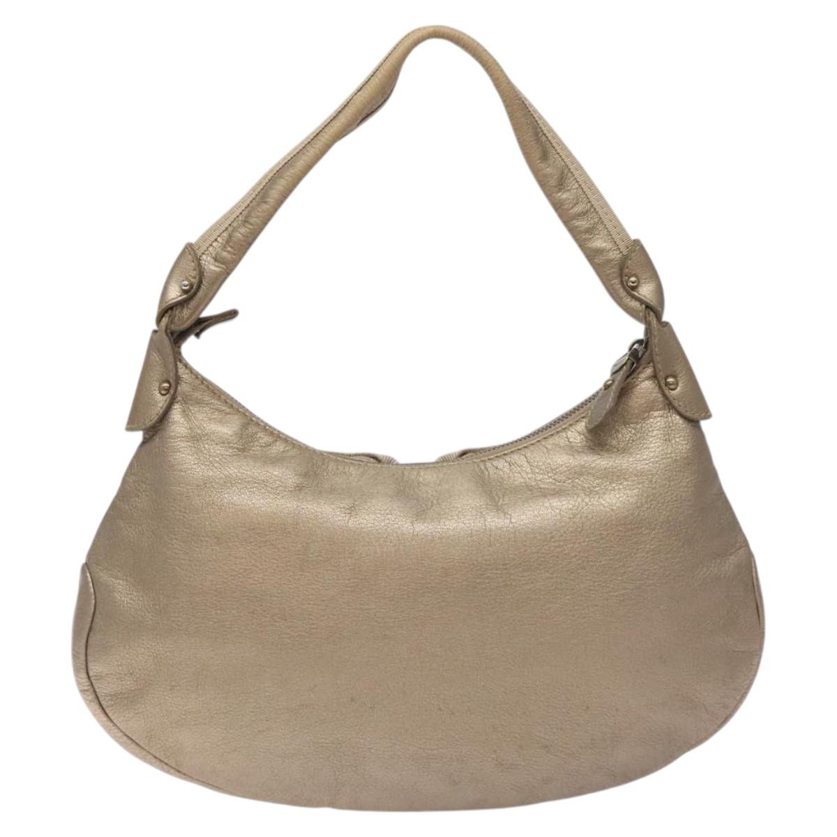 Salvatore Ferragamo Vala Shoulder Bag Leather Gold Auth 130160