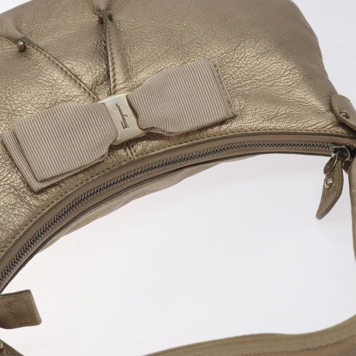 Salvatore Ferragamo Vala Shoulder Bag Leather Gold Auth 130160