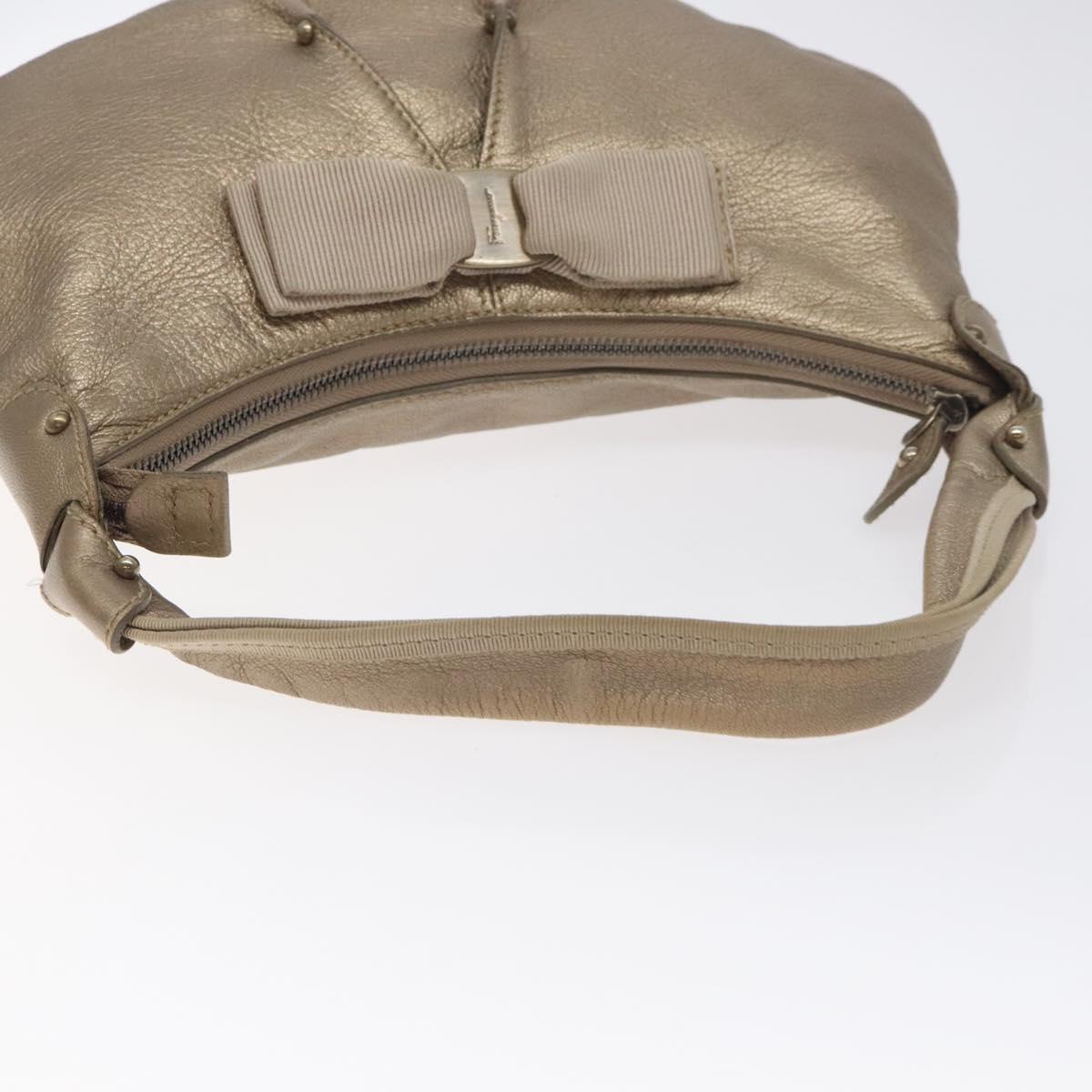 Salvatore Ferragamo Vala Shoulder Bag Leather Gold Auth 130160