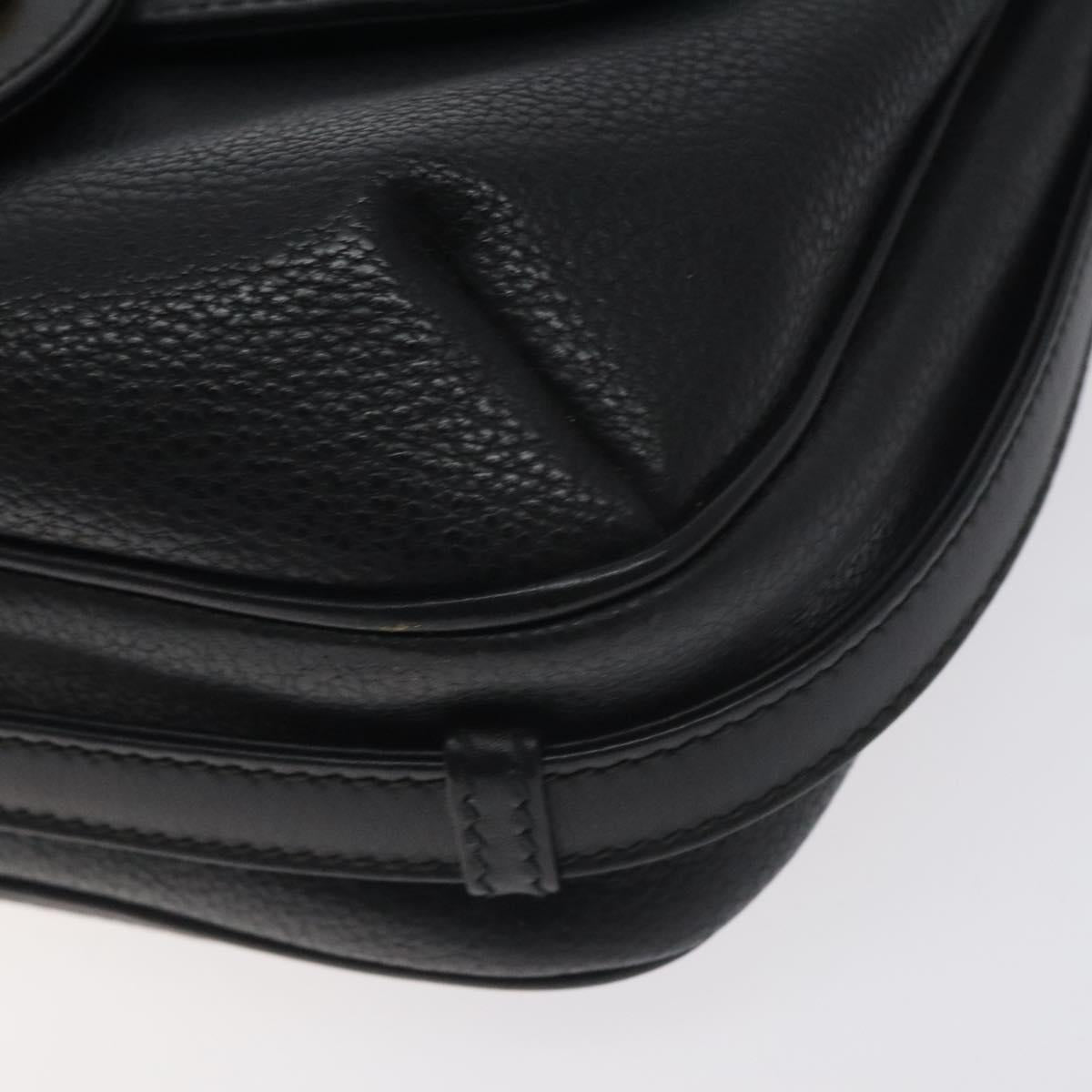 GUCCI Shoulder Bag Leather Black Gold 001 056 1299 Auth 130162