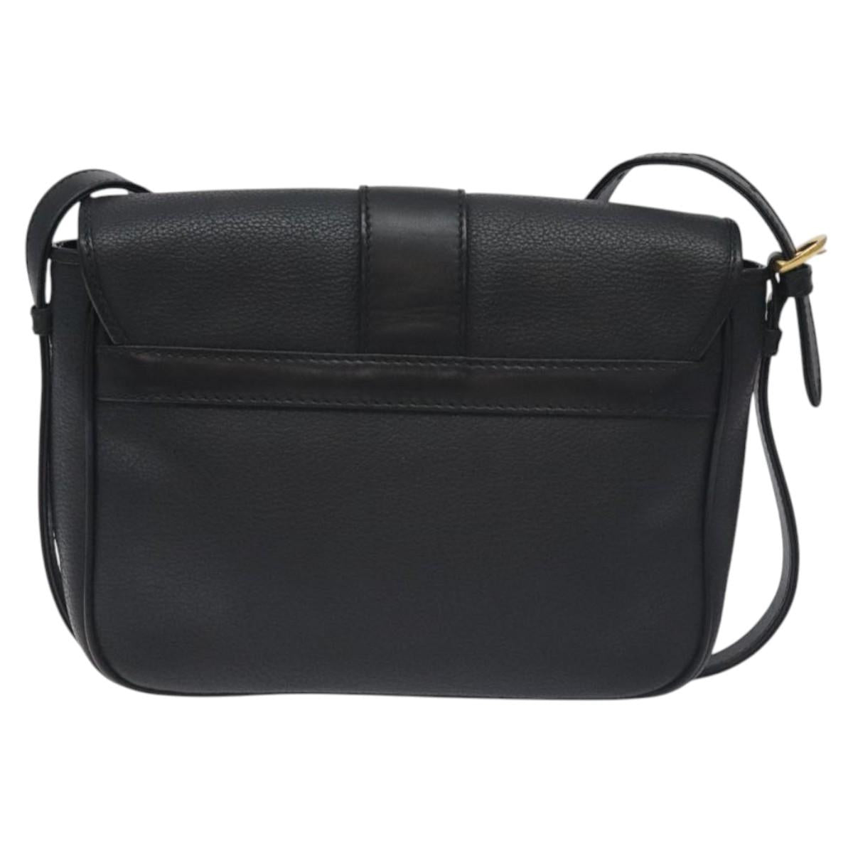 GUCCI Shoulder Bag Leather Black Gold 001 056 1299 Auth 130162