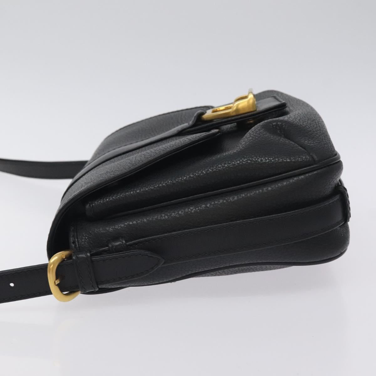 GUCCI Shoulder Bag Leather Black Gold 001 056 1299 Auth 130162