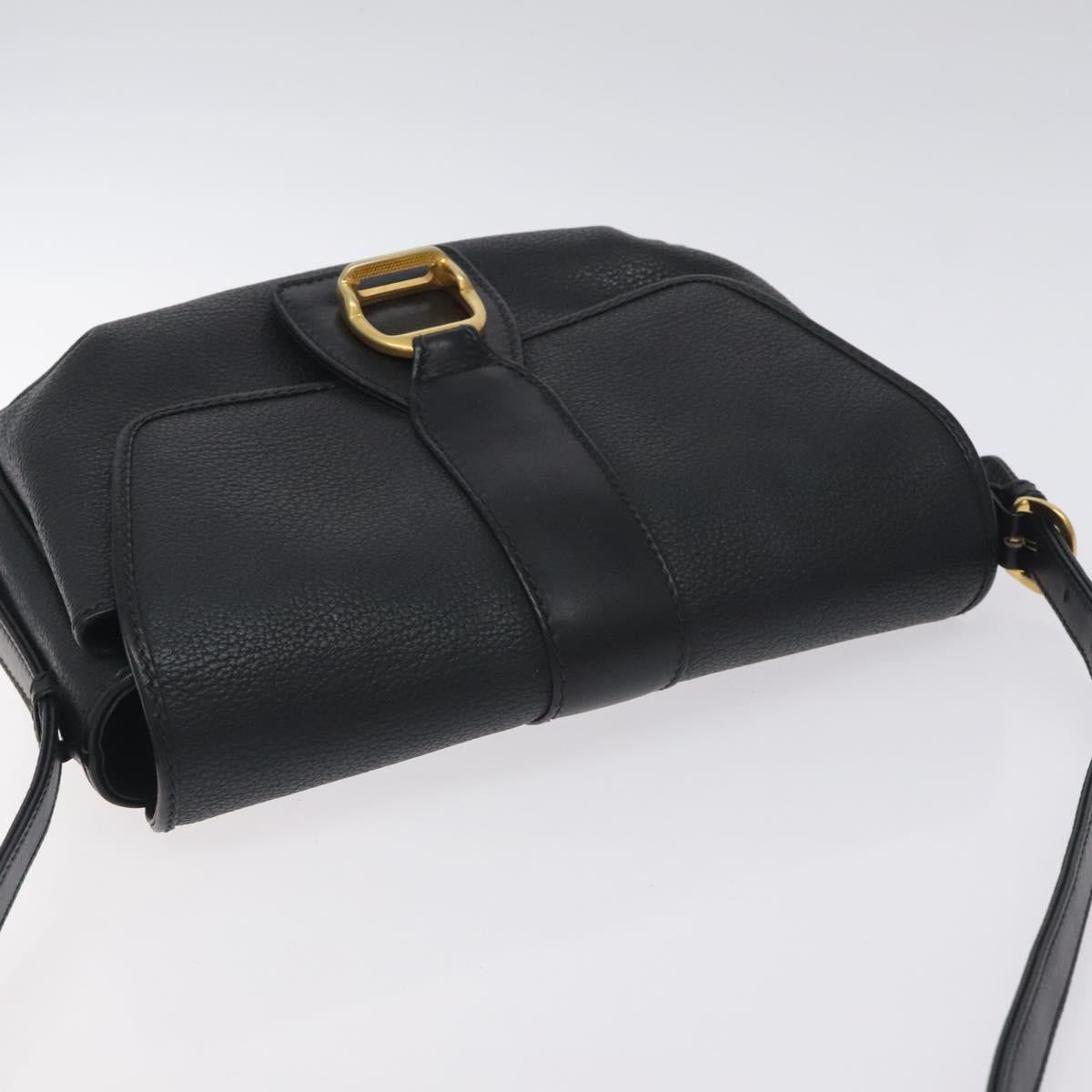 GUCCI Shoulder Bag Leather Black Gold 001 056 1299 Auth 130162