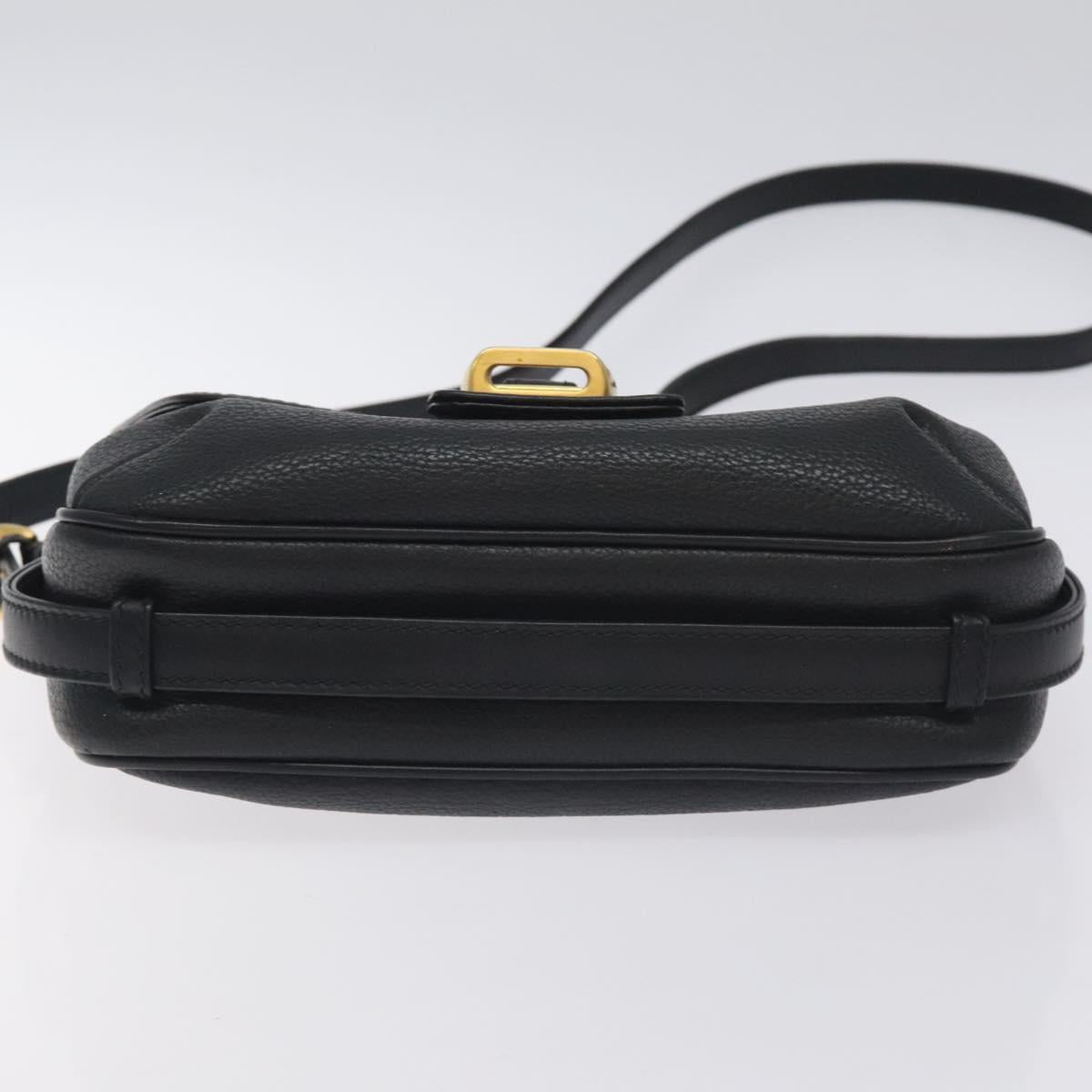 GUCCI Shoulder Bag Leather Black Gold 001 056 1299 Auth 130162