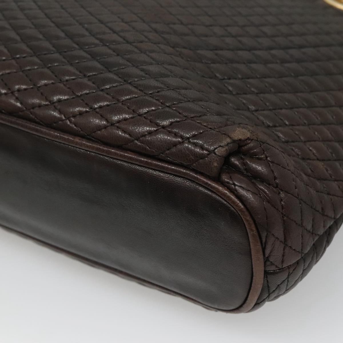 BALLY Quilted Chain Shoulder Bag Leather Black Gold Auth 130164