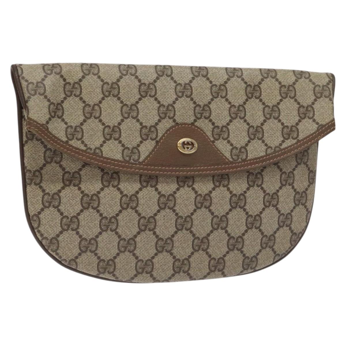GUCCI GG Plus Supreme Clutch Bag PVC Beige 89 02 503 Auth 130174