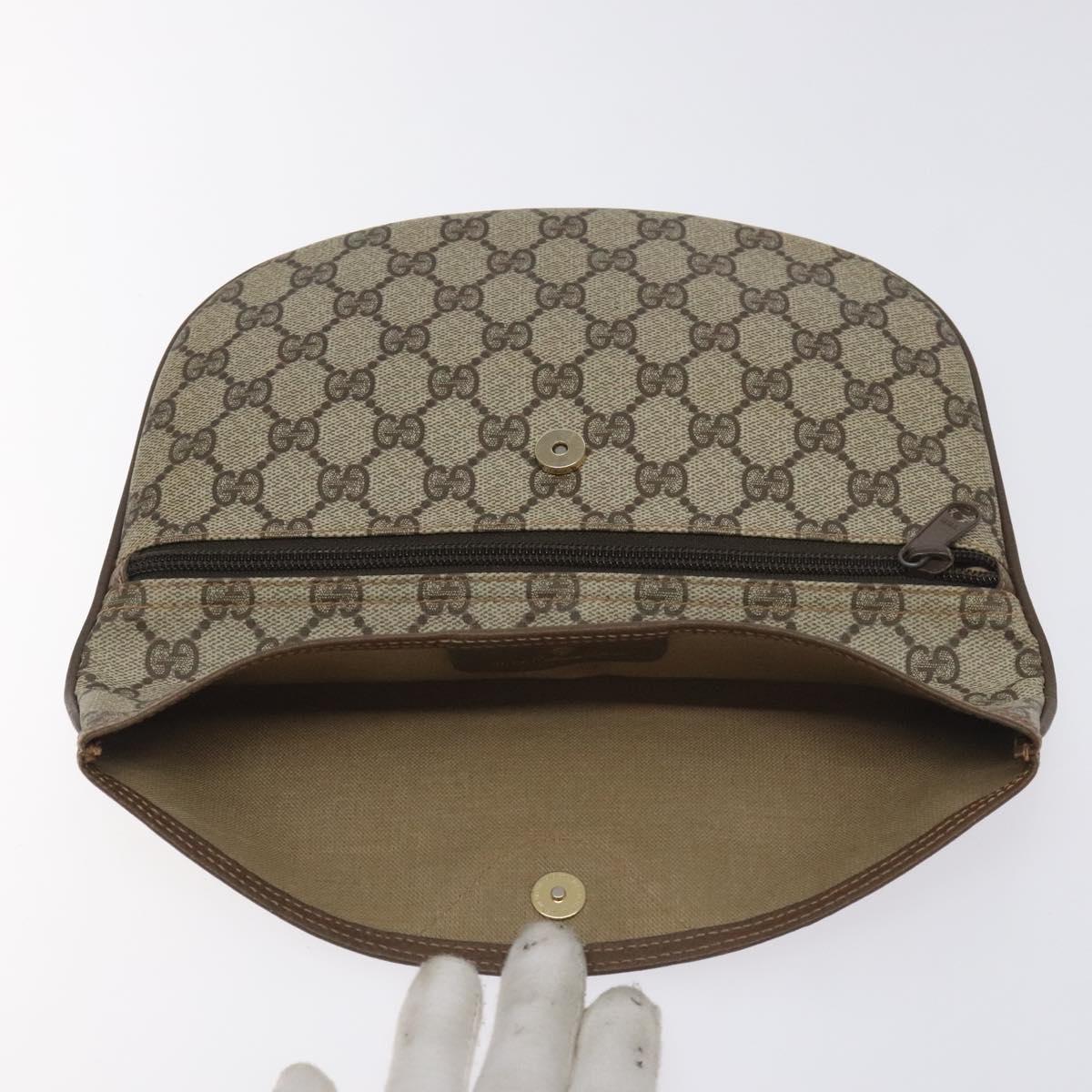 GUCCI GG Plus Supreme Clutch Bag PVC Beige 89 02 503 Auth 130174