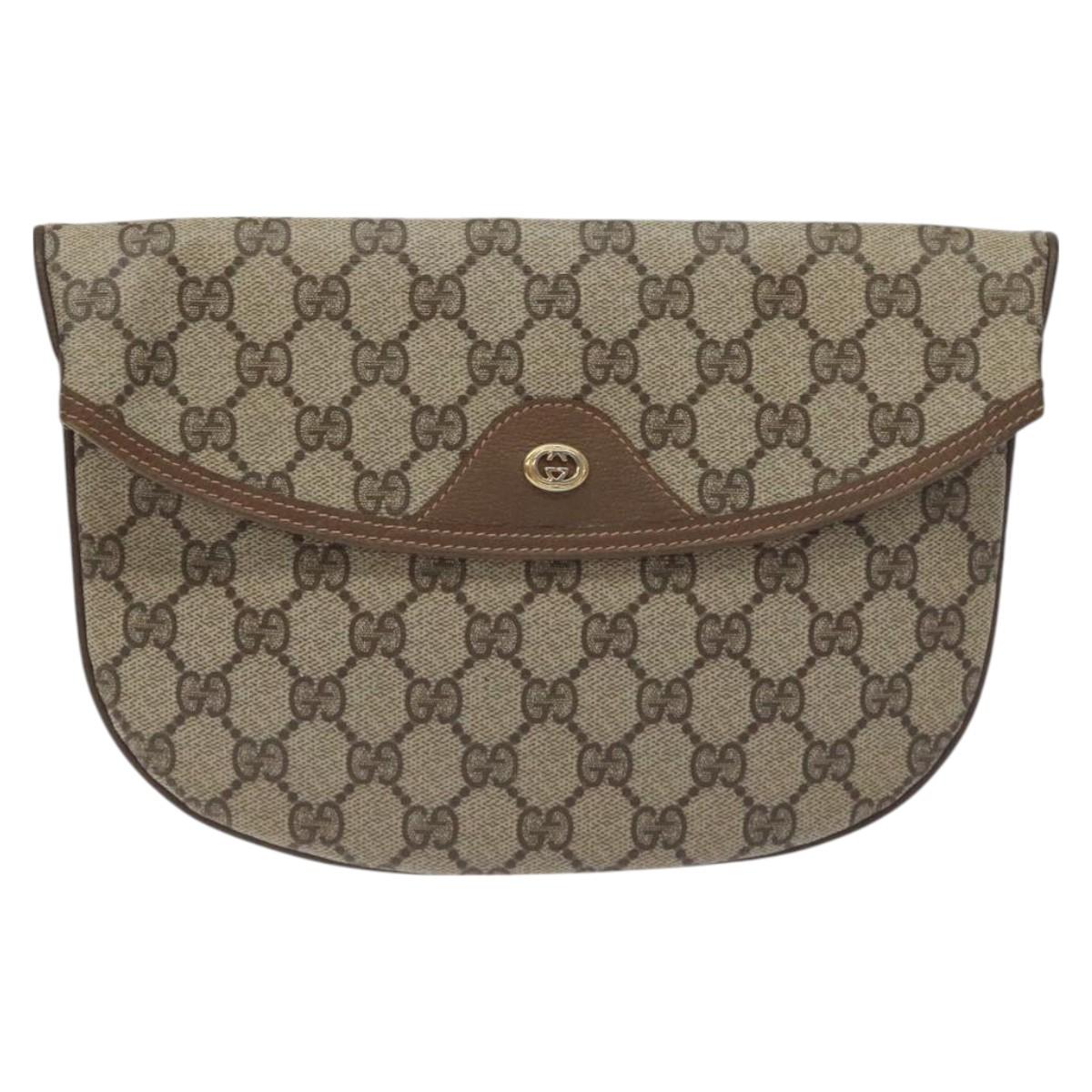 GUCCI GG Plus Supreme Clutch Bag PVC Beige 89 02 503 Auth 130174
