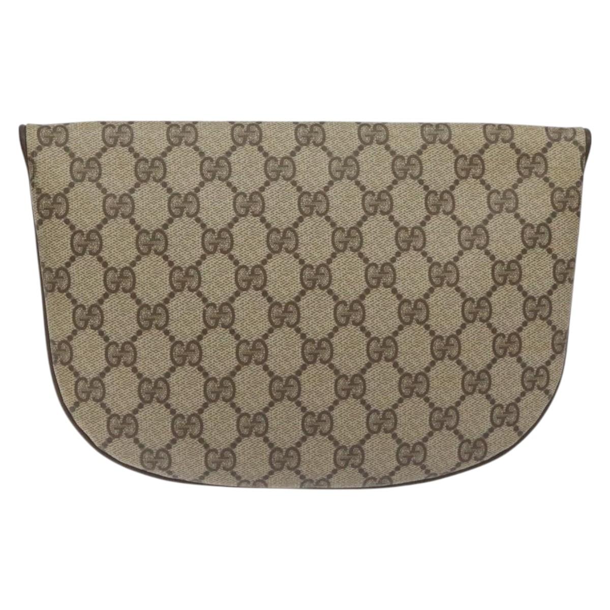 GUCCI GG Plus Supreme Clutch Bag PVC Beige 89 02 503 Auth 130174