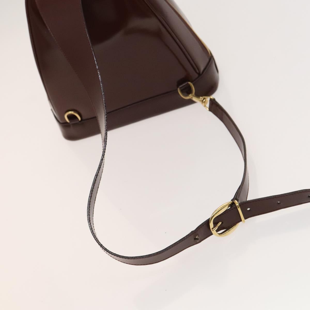 GUCCI Bamboo Body Bag Patent Leather Brown Gold 003 3444 0127 Auth 130177