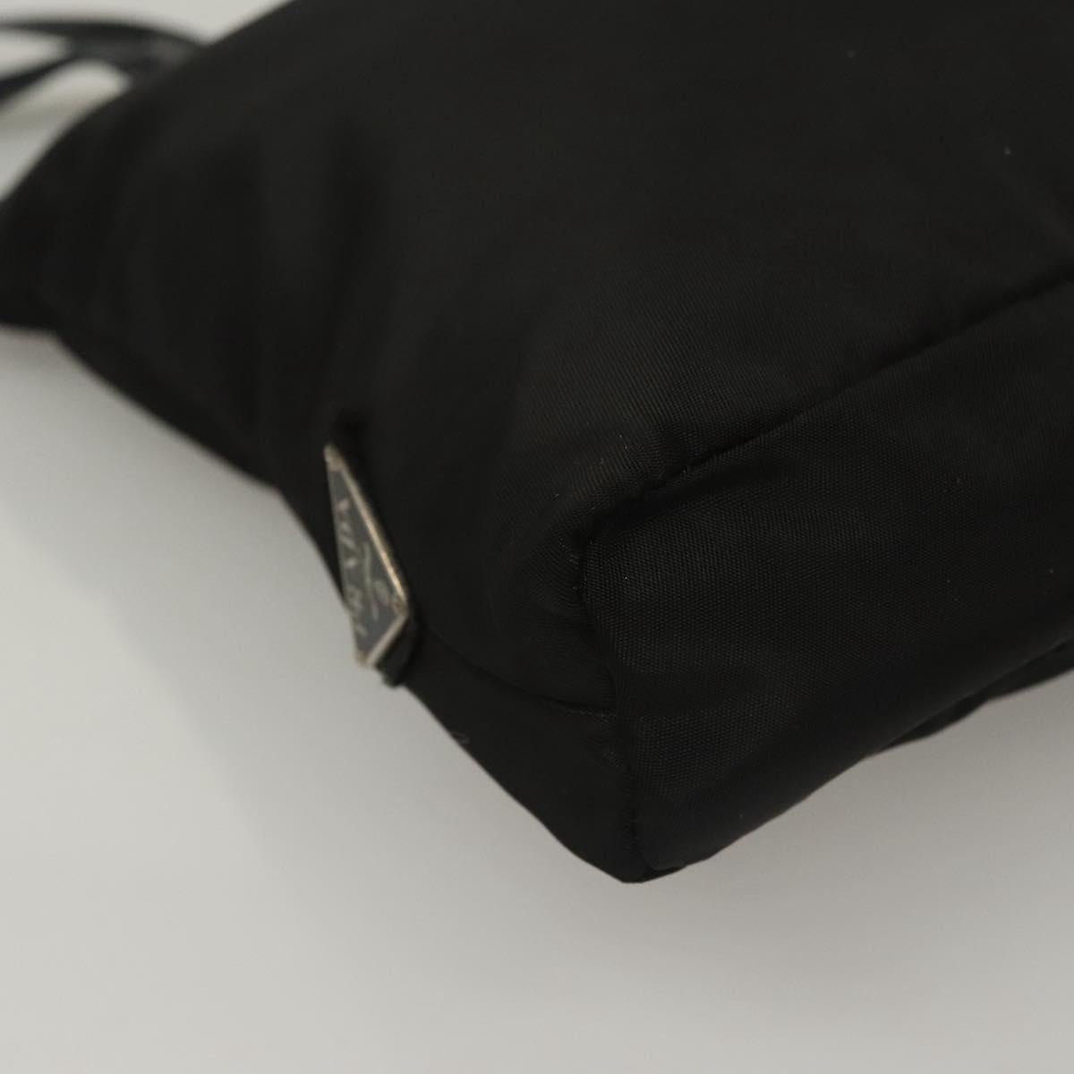 PRADA Shoulder Bag Nylon Black Silver Auth 130183