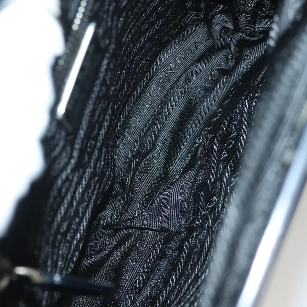 PRADA Shoulder Bag Nylon Black Silver Auth 130183