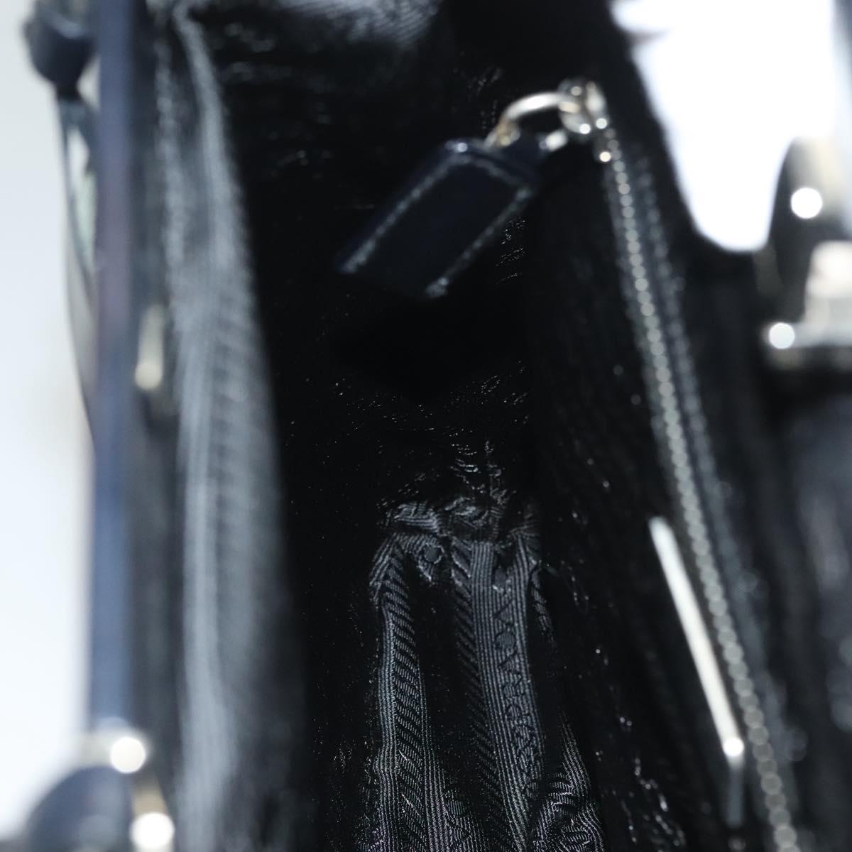 PRADA Shoulder Bag Nylon Black Silver Auth 130183