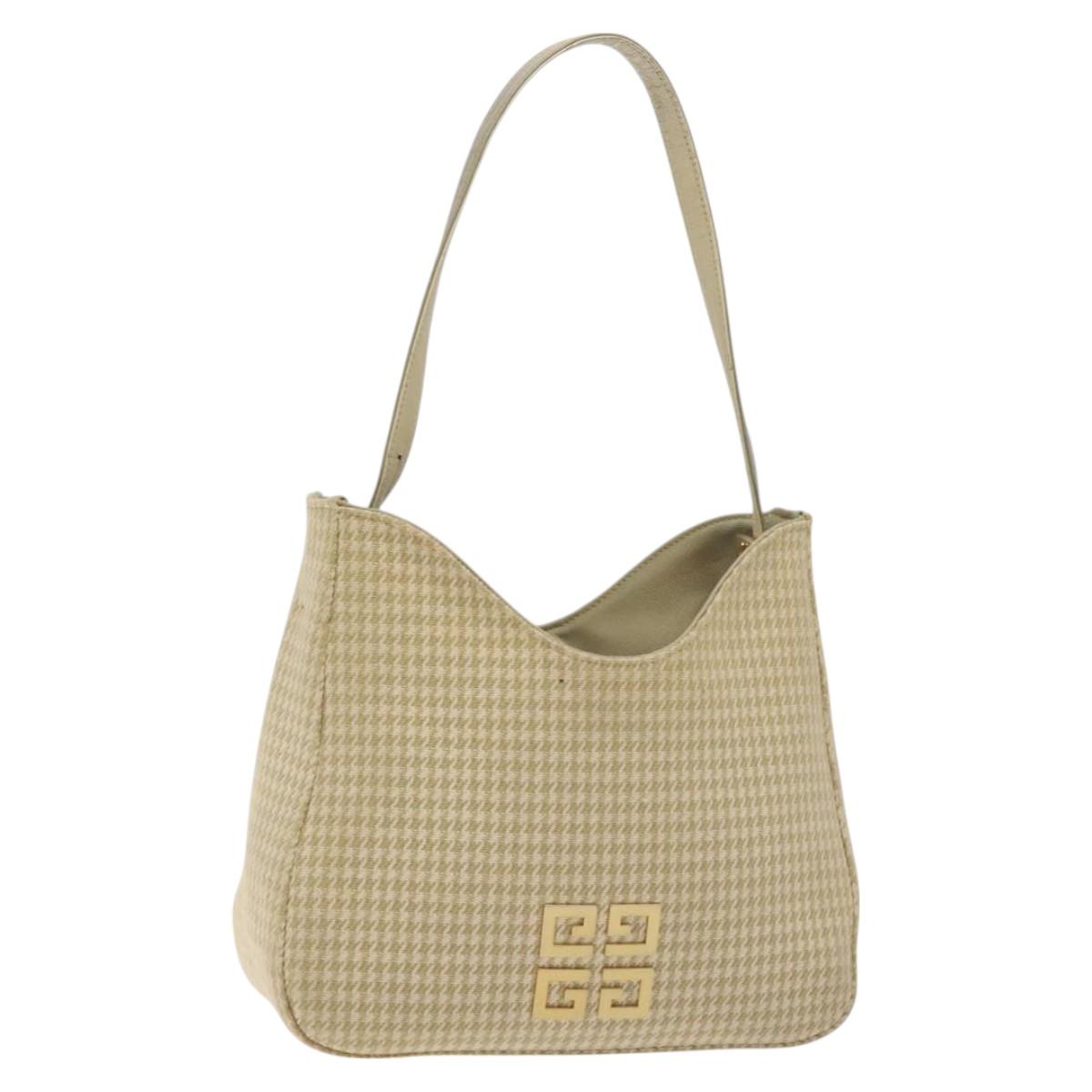 GIVENCHY Staggered Pattern Shoulder Bag Canvas Beige Auth 130221