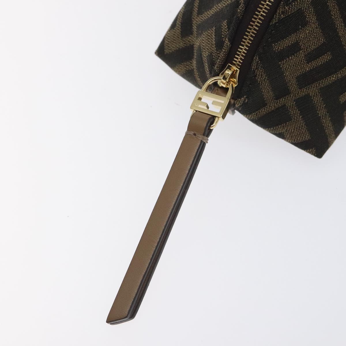 FENDI Zucca Canvas Pouch Black Brown Auth 130225V
