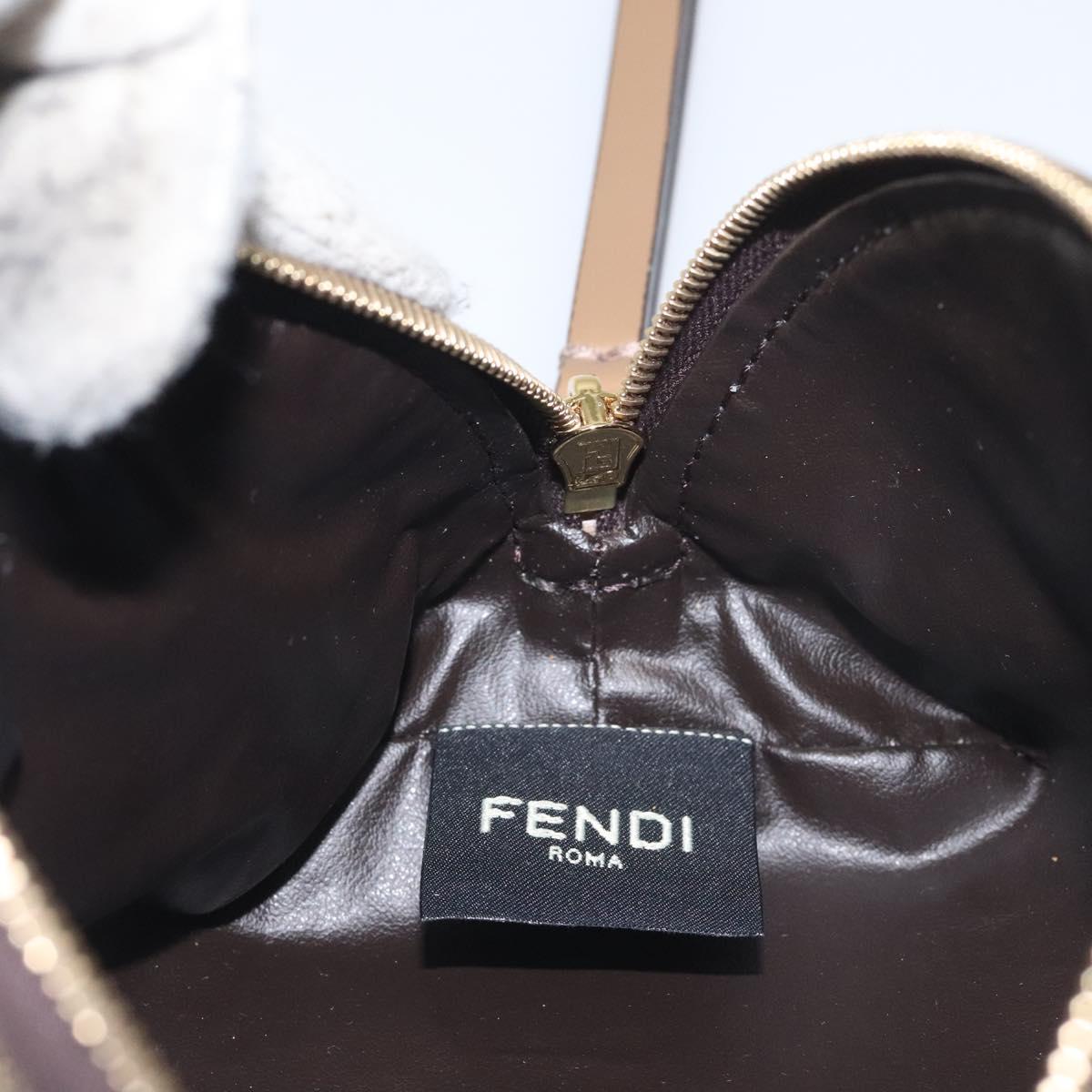 FENDI Zucca Canvas Pouch Black Brown Auth 130225V