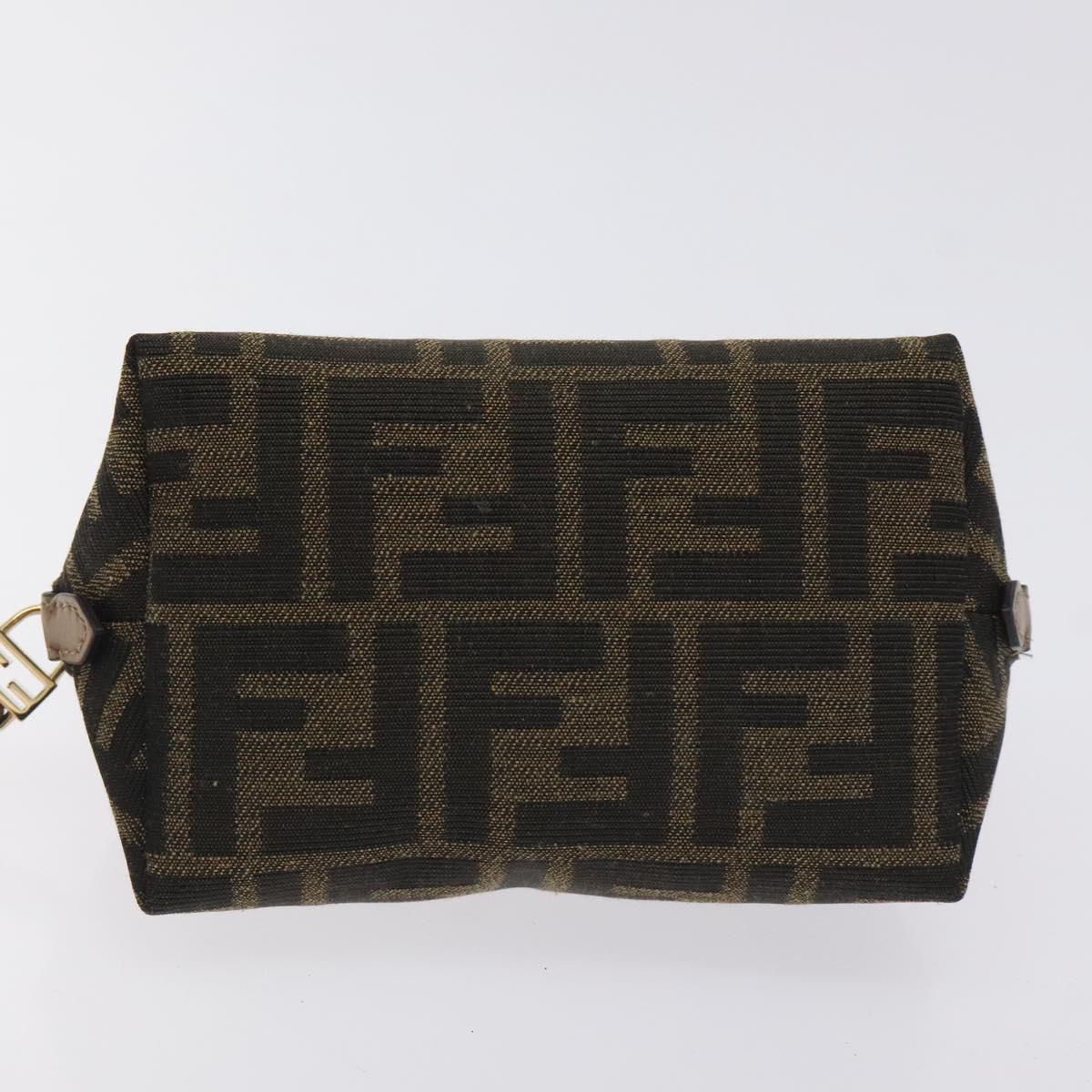 FENDI Zucca Canvas Pouch Black Brown Auth 130225V