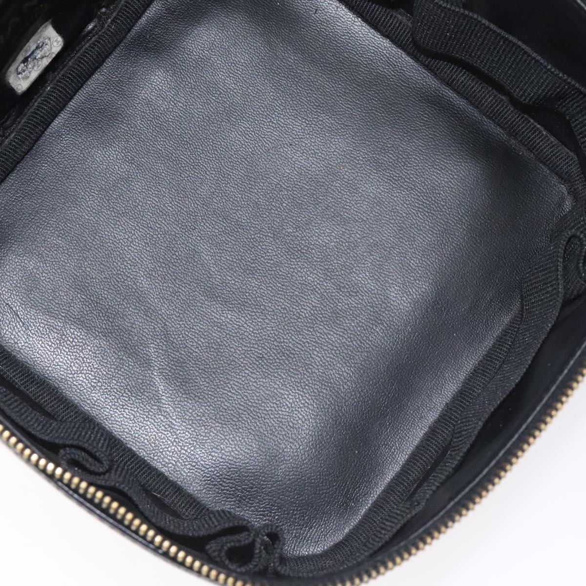 CHANEL COCO Mark Vanity Pouch Caviar Skin Black Gold CC Auth 130251