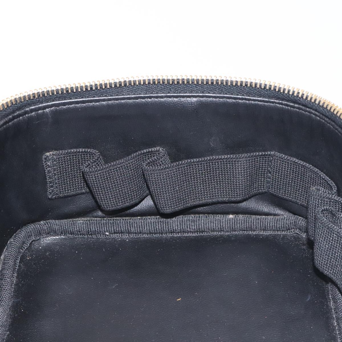 CHANEL COCO Mark Vanity Pouch Caviar Skin Black Gold CC Auth 130251