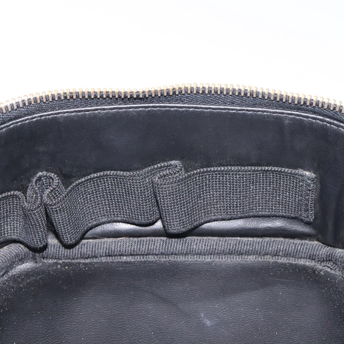 CHANEL COCO Mark Vanity Pouch Caviar Skin Black Gold CC Auth 130251