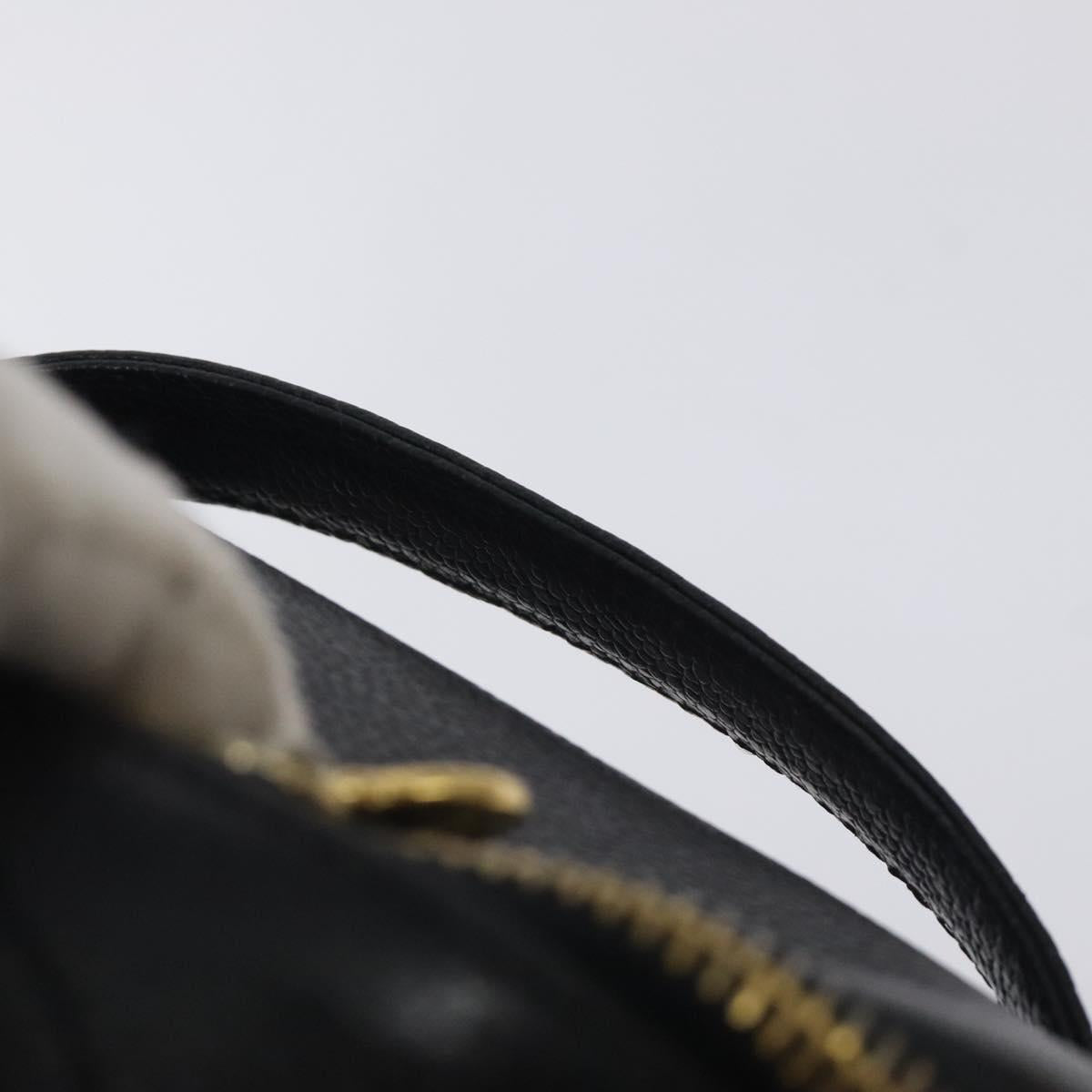 CHANEL COCO Mark Vanity Pouch Caviar Skin Black Gold CC Auth 130251