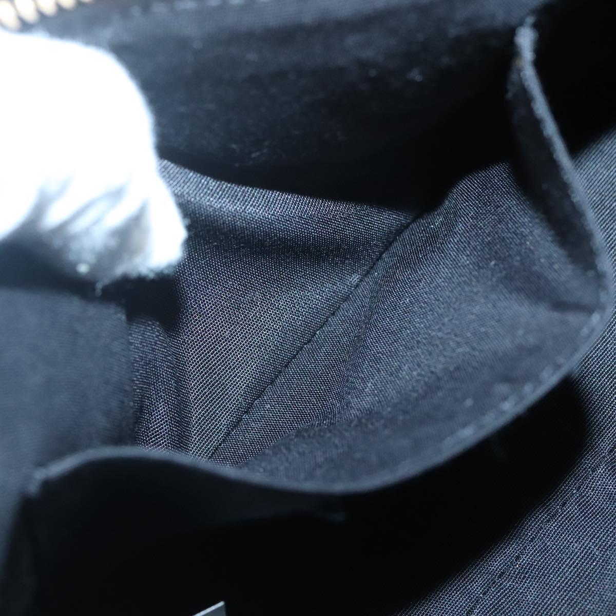 VERSACE Chain Shoulder Bag Leather Black Gold Auth 130260