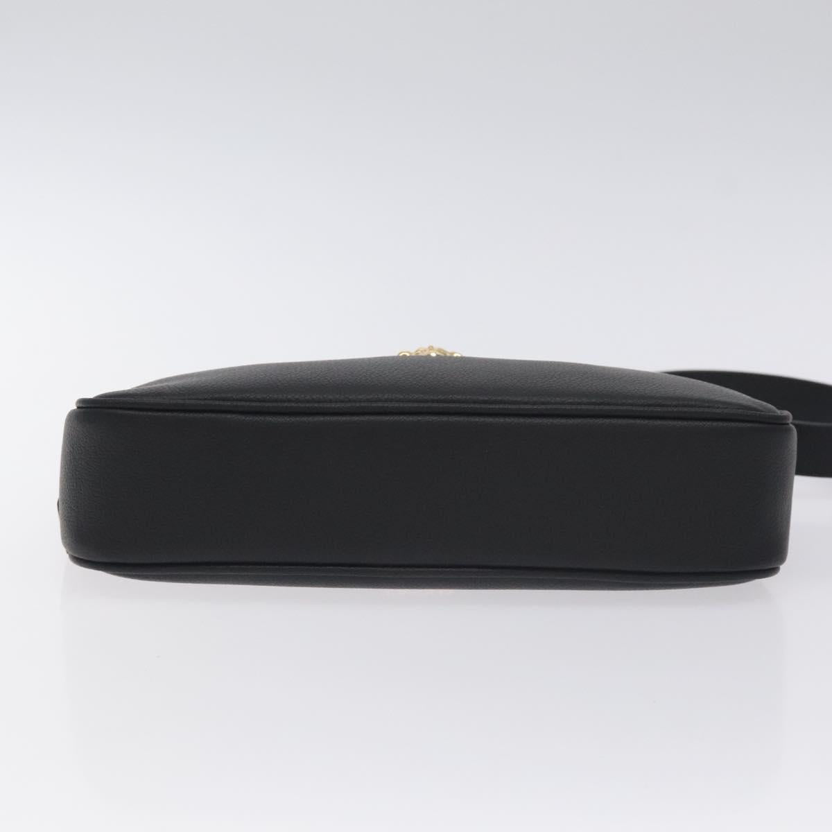VERSACE Shoulder Bag Leather Black Gold Auth 130266