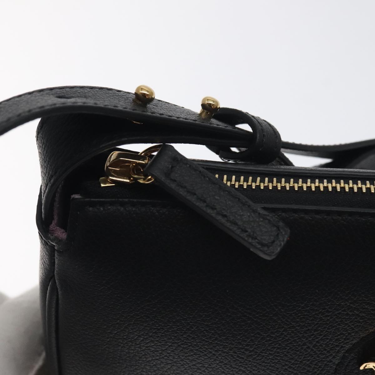 VERSACE Shoulder Bag Leather Black Gold Auth 130267