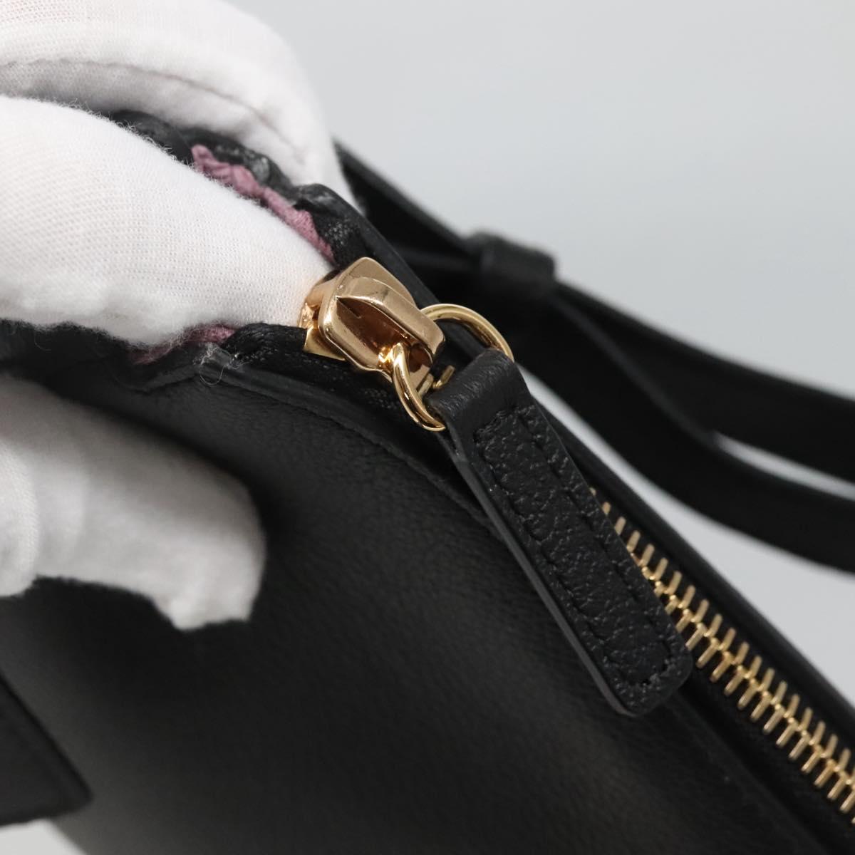 VERSACE Shoulder Bag Leather Black Gold Auth 130268