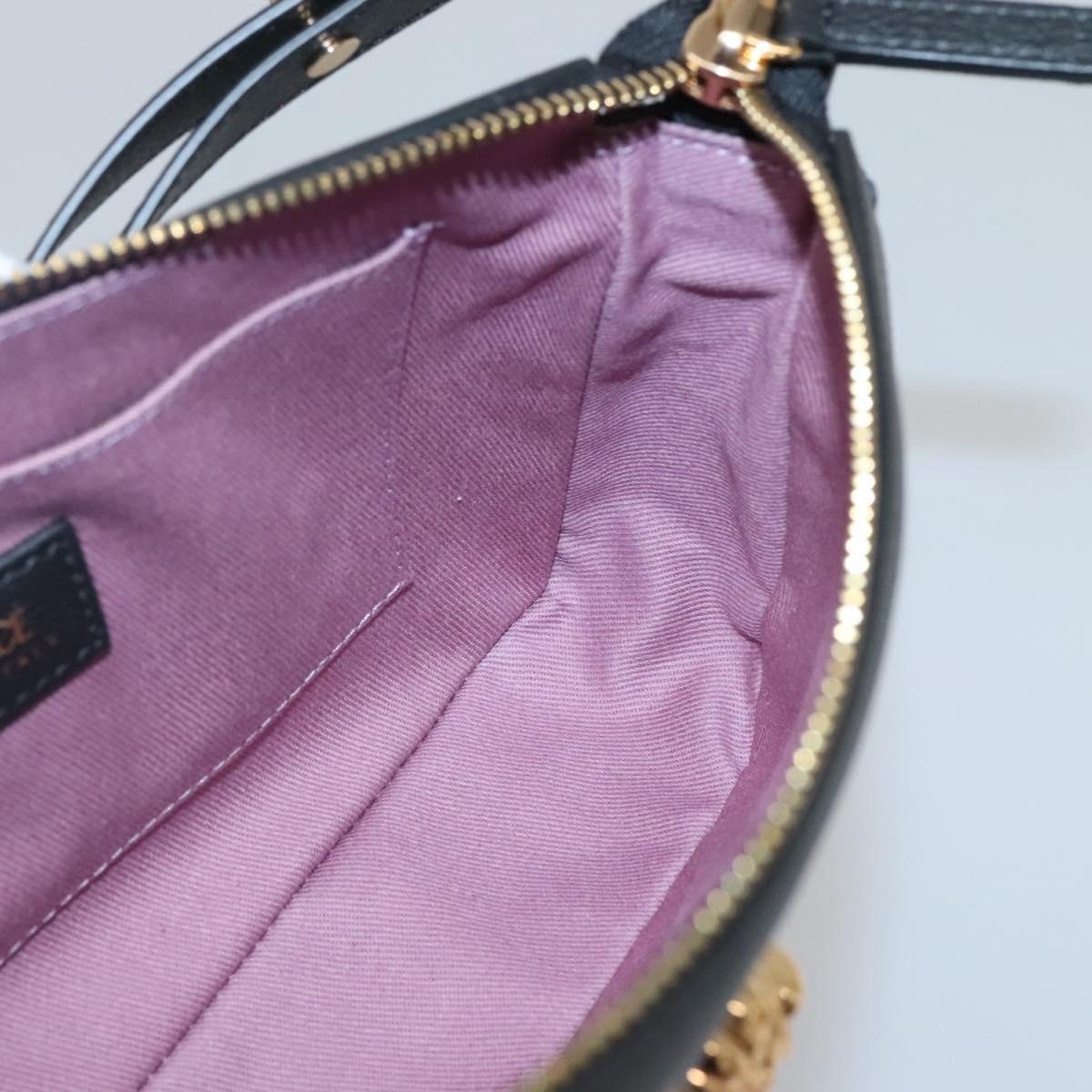 VERSACE Shoulder Bag Leather Black Gold Auth 130268