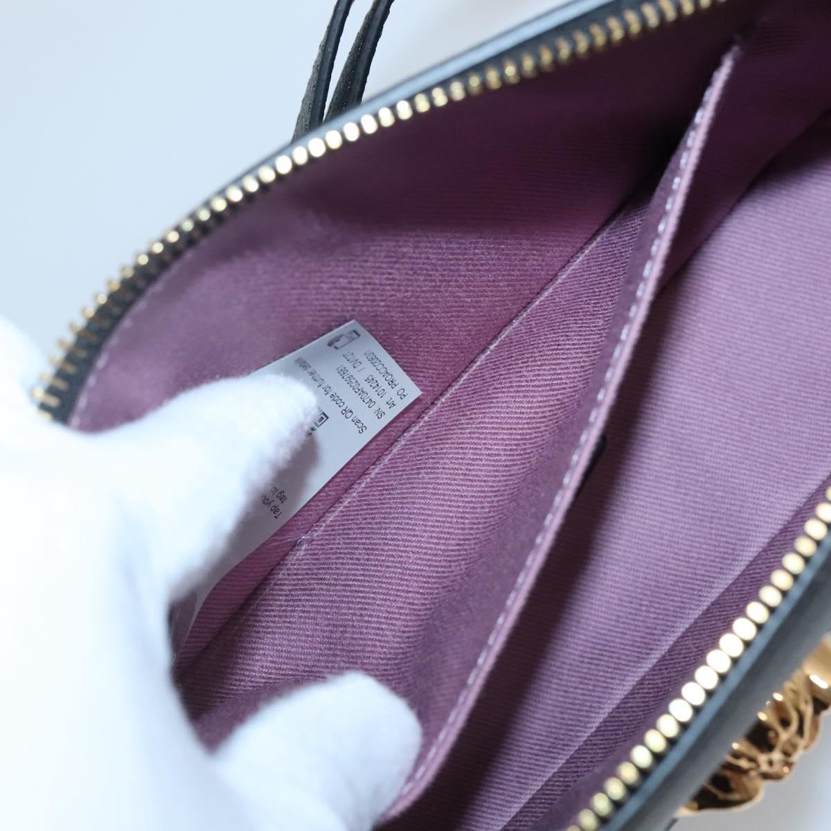 VERSACE Shoulder Bag Leather Black Gold Auth 130268