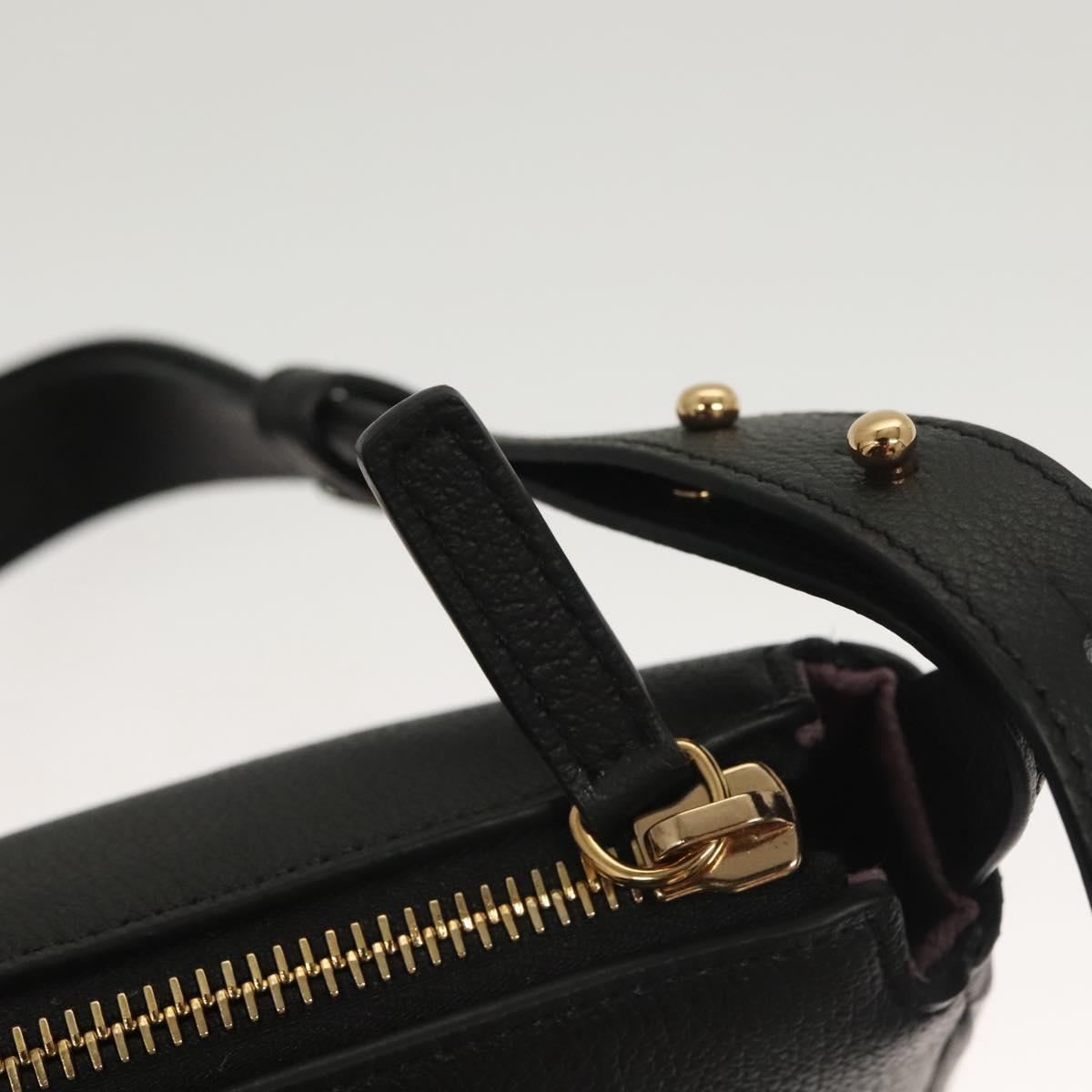 VERSACE Shoulder Bag Leather Black Gold Auth 130273