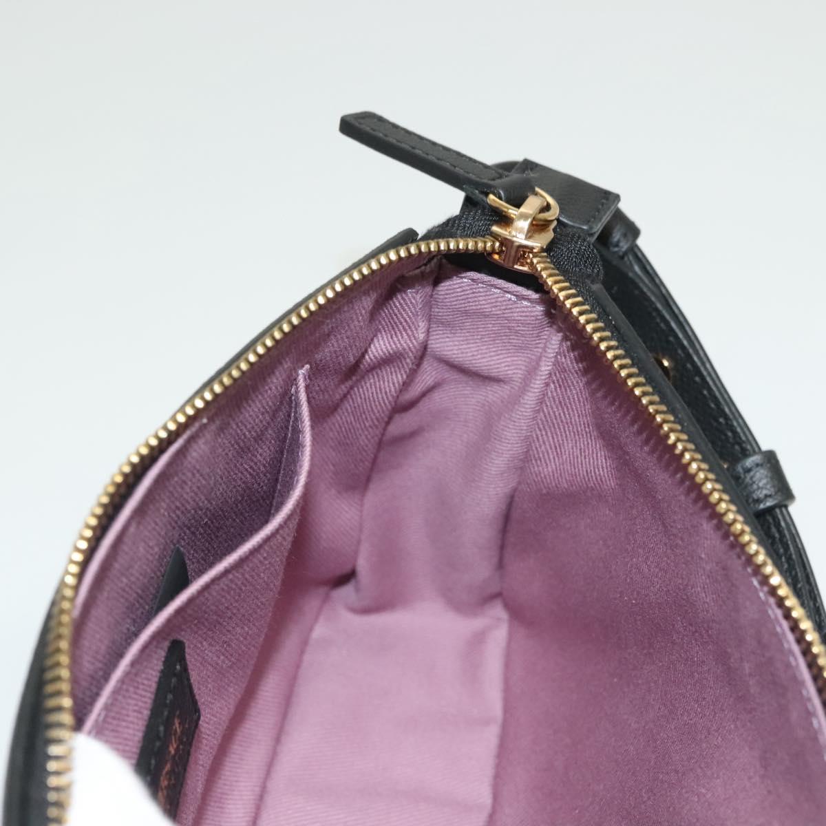 VERSACE Shoulder Bag Leather Black Gold Auth 130273