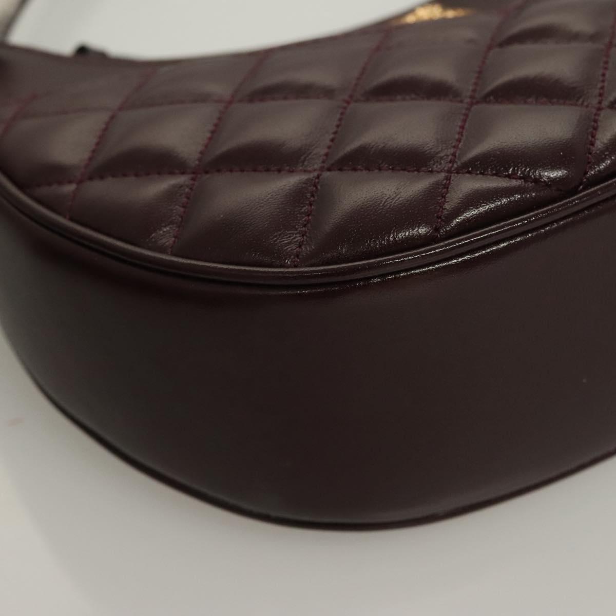 VERSACE Shoulder Bag Leather 2way Brown Gold Auth 130286