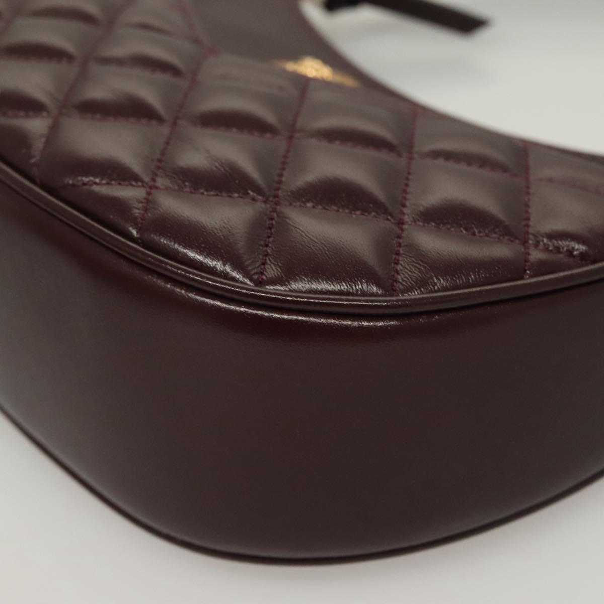 VERSACE Shoulder Bag Leather 2way Brown Gold Auth 130286