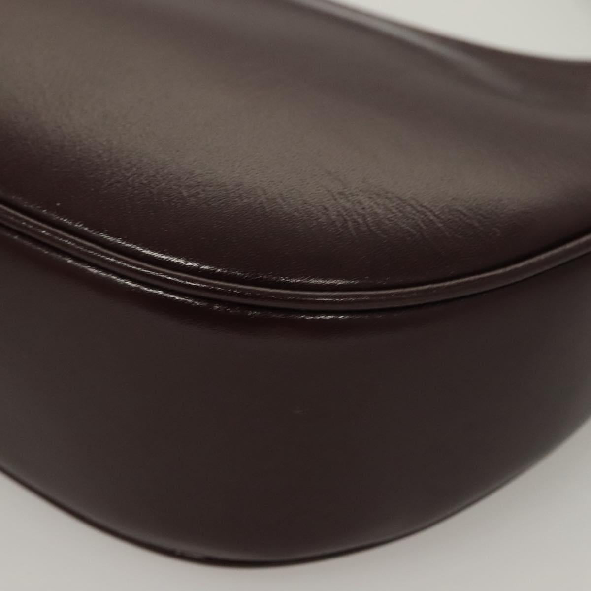 VERSACE Shoulder Bag Leather 2way Brown Gold Auth 130286