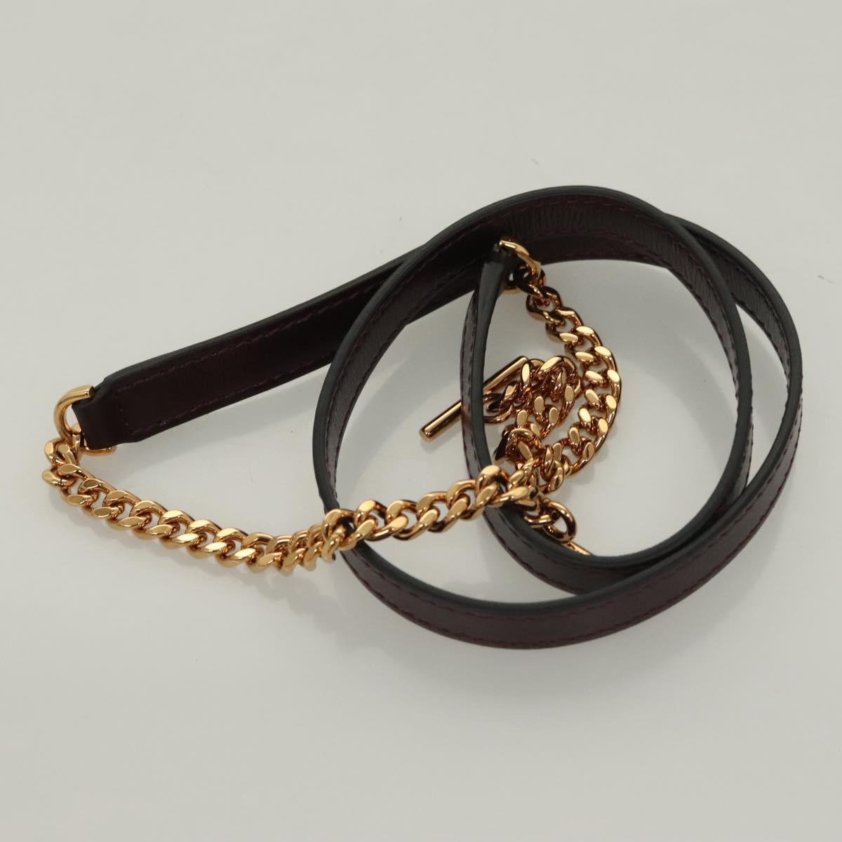 VERSACE Shoulder Bag Leather 2way Brown Gold Auth 130286