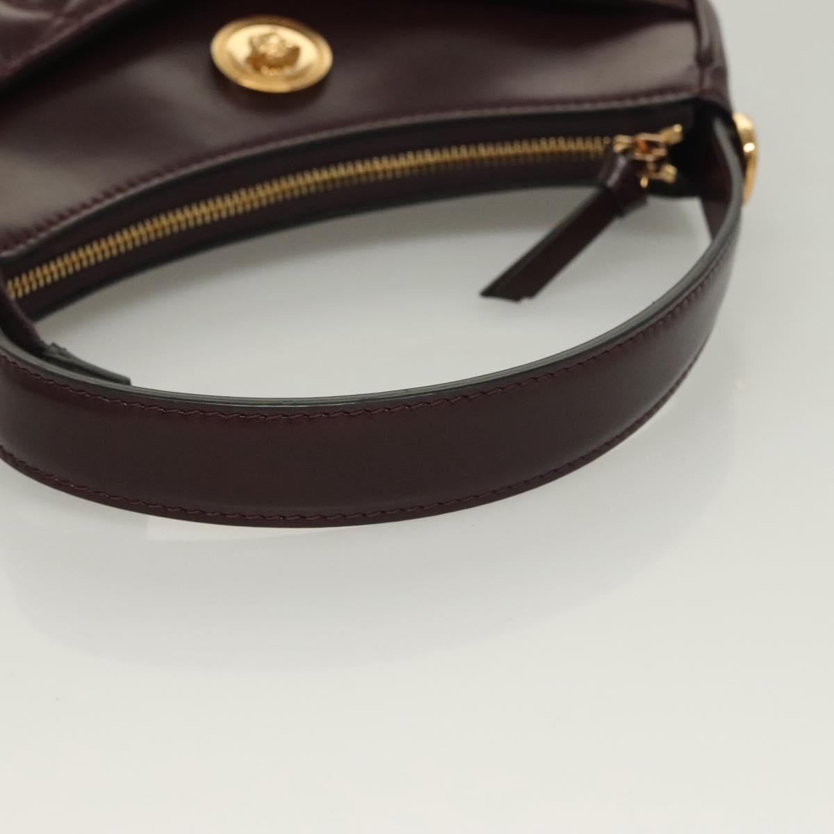 VERSACE Shoulder Bag Leather 2way Brown Gold Auth 130286