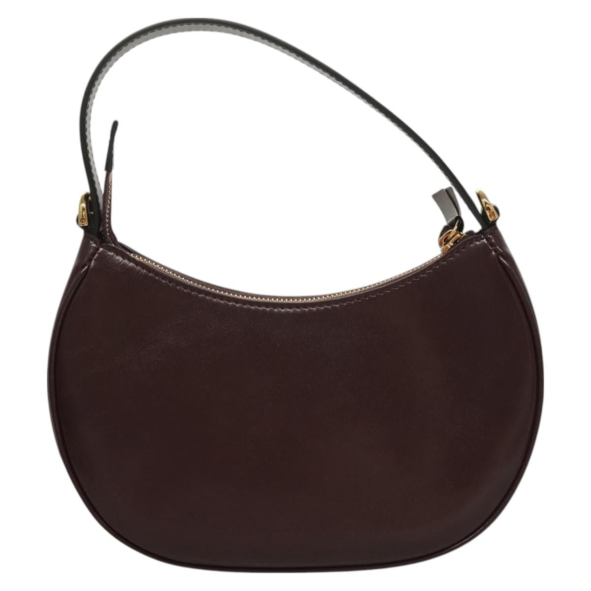 VERSACE Shoulder Bag Leather 2way Brown Gold Auth 130288
