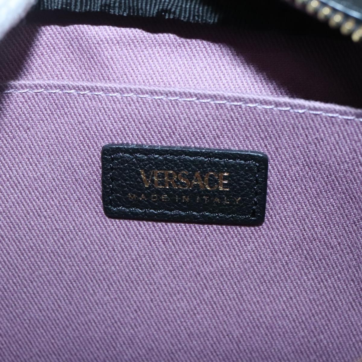 VERSACE Shoulder Bag Leather Black Gold Auth 130289