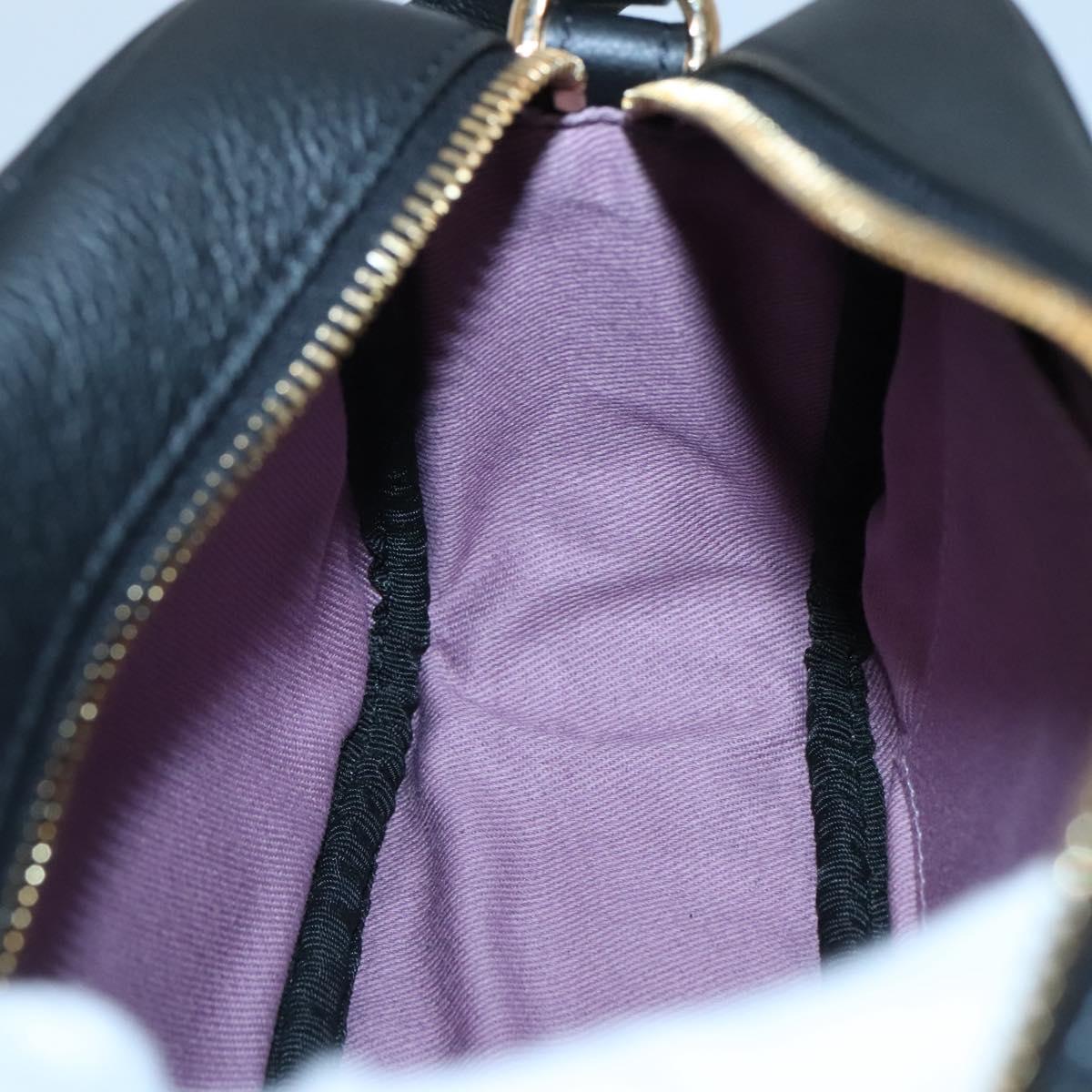 VERSACE Shoulder Bag Leather Black Gold Auth 130289