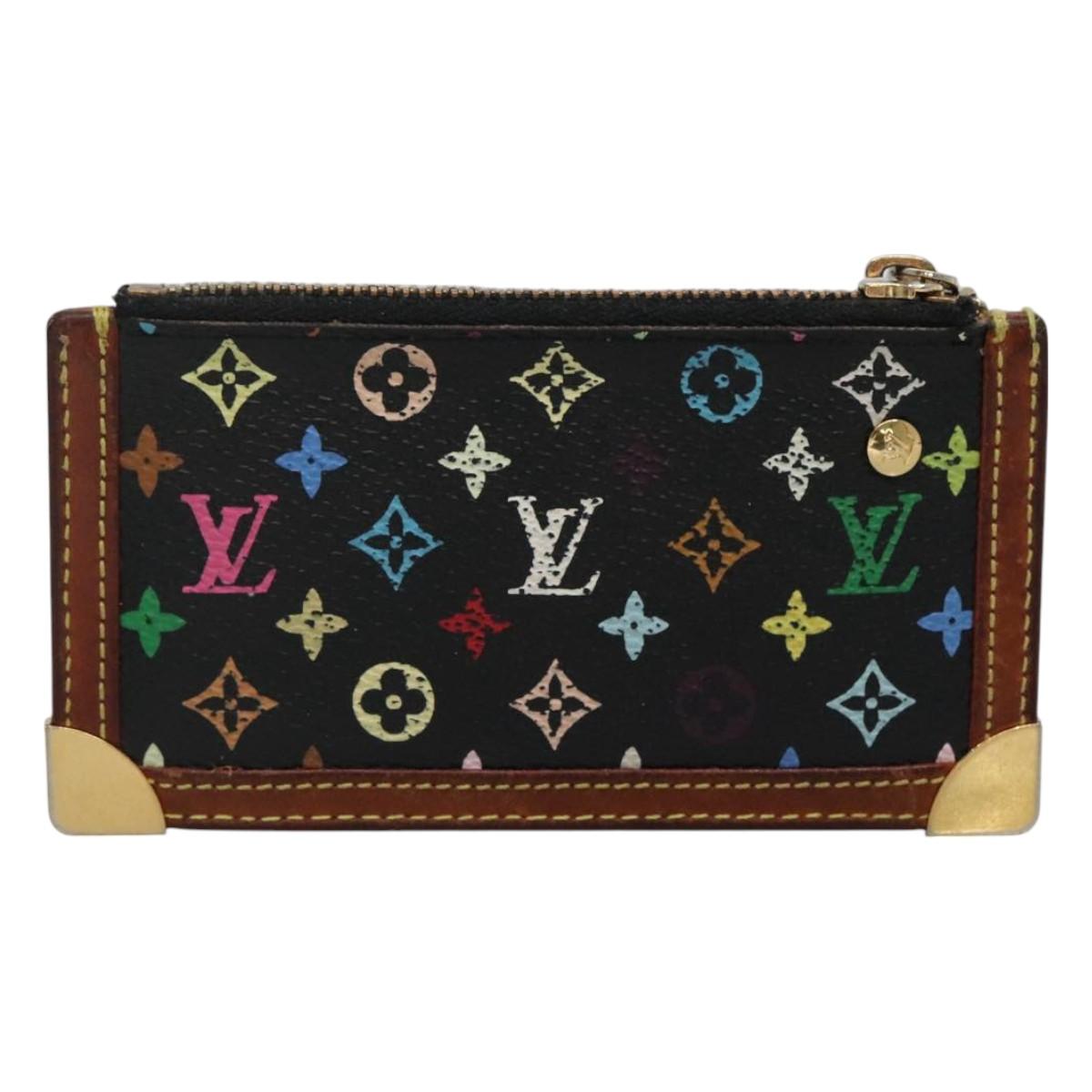 LOUIS VUITTON Multicolor Pochette Cles Coin Purse Black M13664 LV Auth 130299