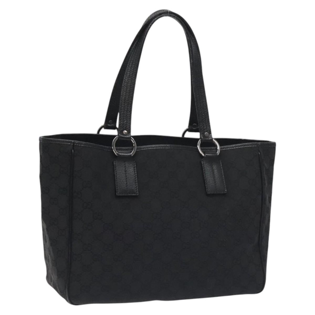 GUCCI GG Canvas Tote Bag Black 120840 Auth 130343