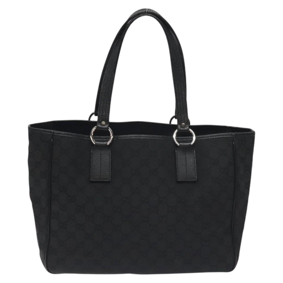 GUCCI GG Canvas Tote Bag Black 120840 Auth 130343