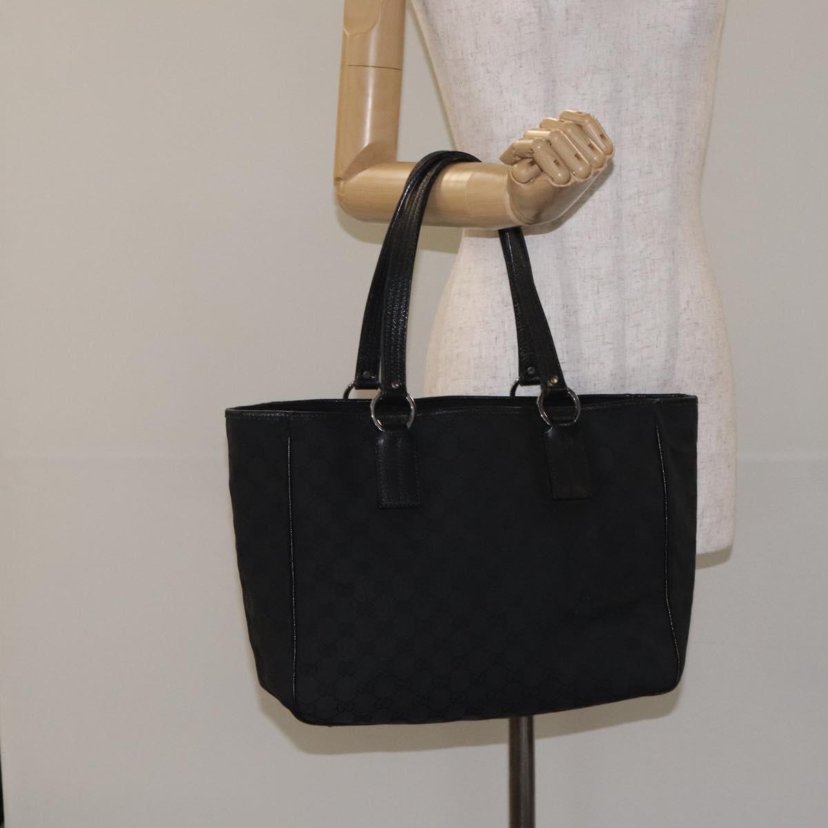 GUCCI GG Canvas Tote Bag Black 120840 Auth 130343