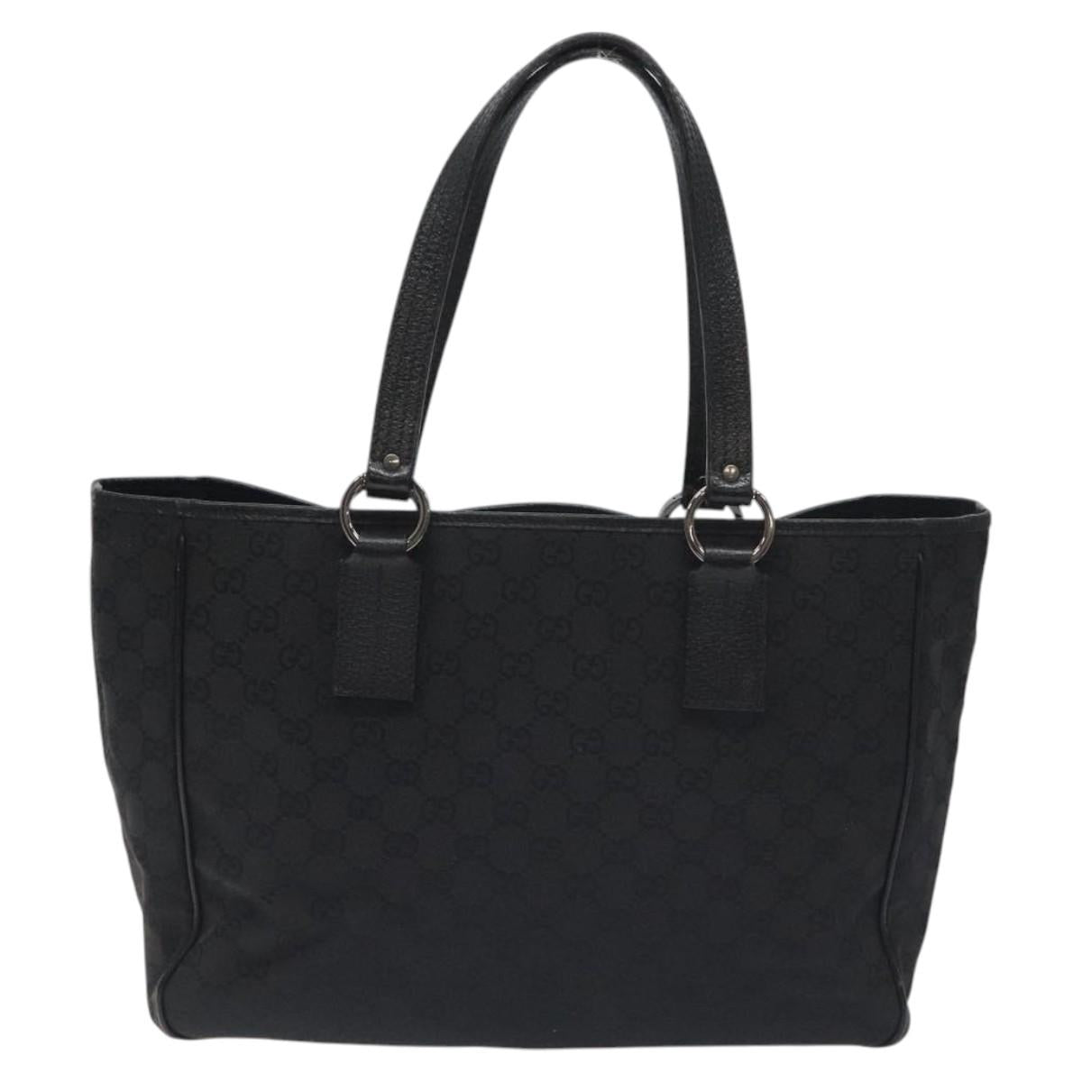 GUCCI GG Canvas Tote Bag Black 120840 Auth 130343