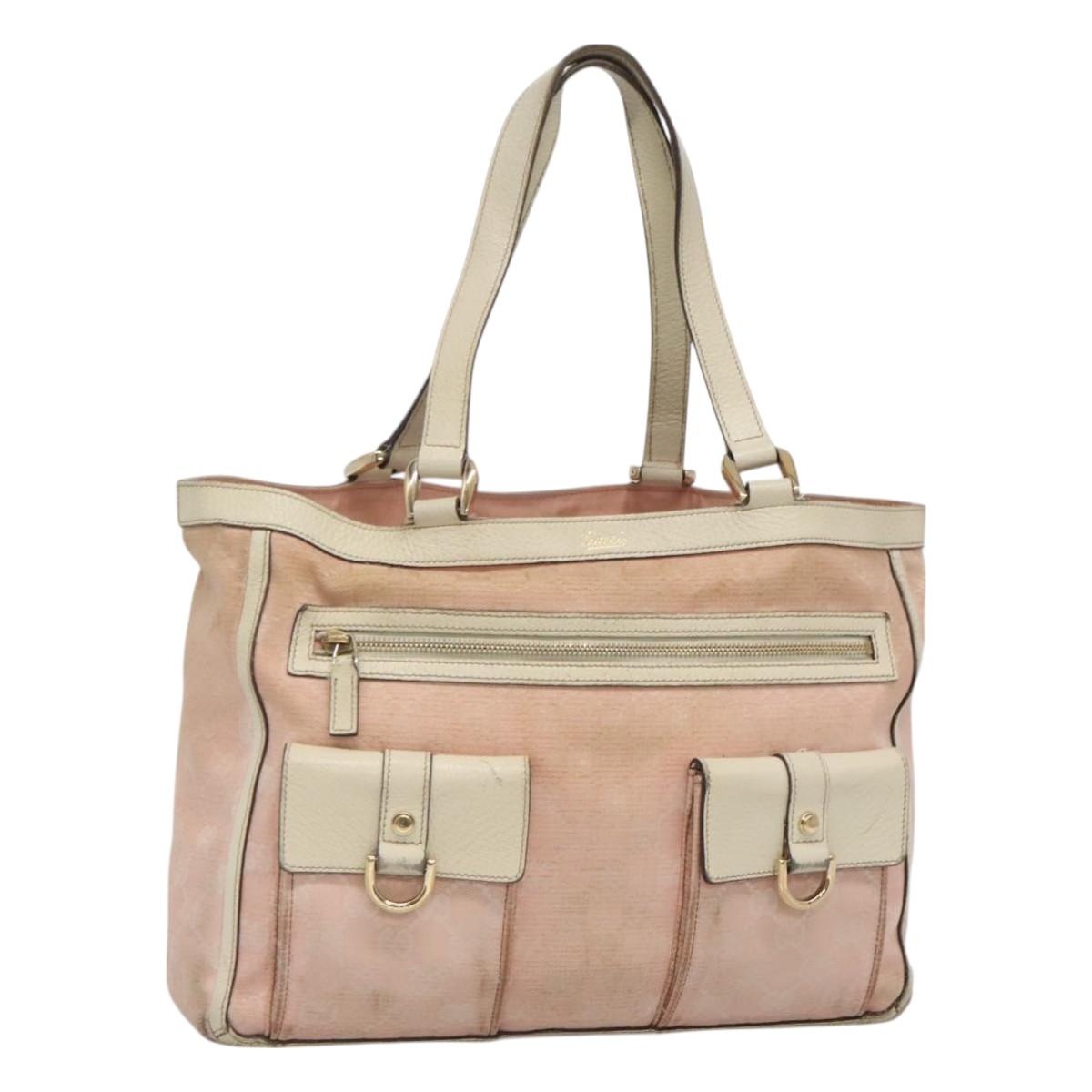 GUCCI GG Canvas Abbey Tote Bag Pink Gold 146247 Auth 130344