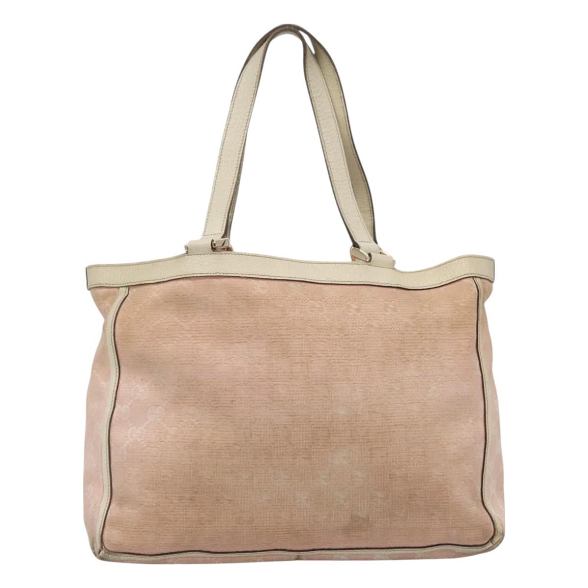 GUCCI GG Canvas Abbey Tote Bag Pink Gold 146247 Auth 130344