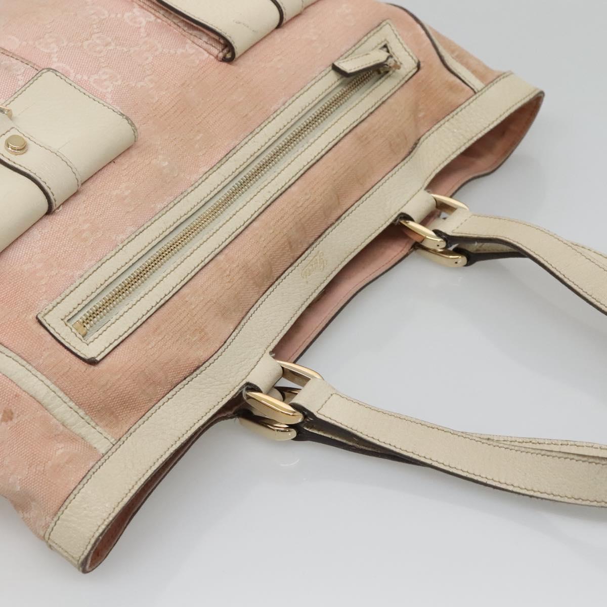 GUCCI GG Canvas Abbey Tote Bag Pink Gold 146247 Auth 130344