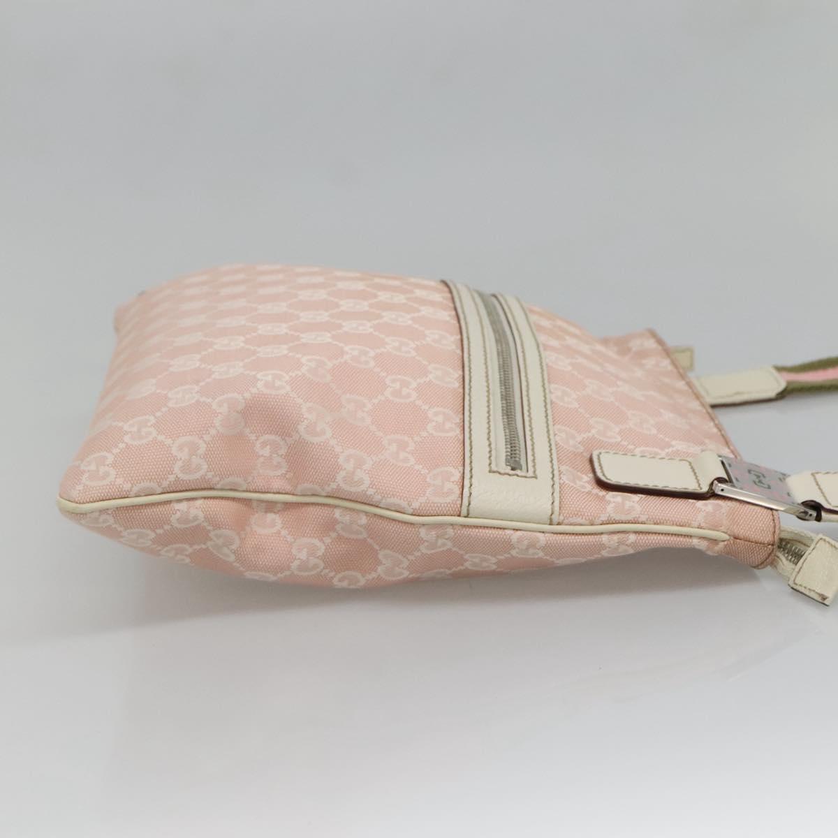 GUCCI GG Canvas Sherry Line Tote Bag Pink Silver 145809 Auth 130345